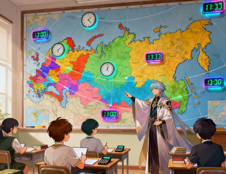 Часовые пояса России: расчет местного времени